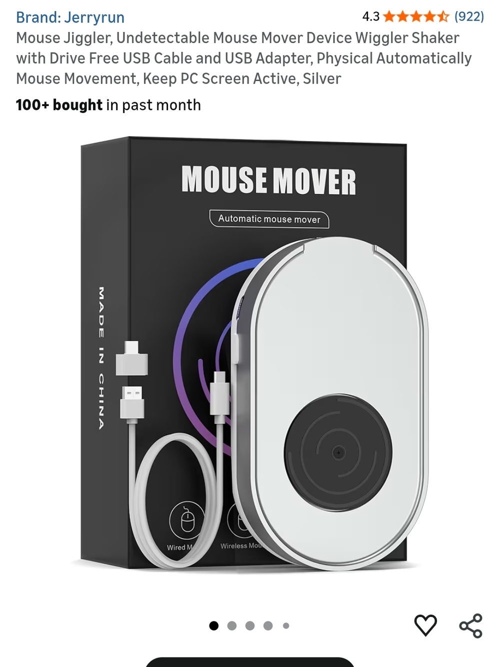 Ina Silver Wireless/Wired Mouse Mover